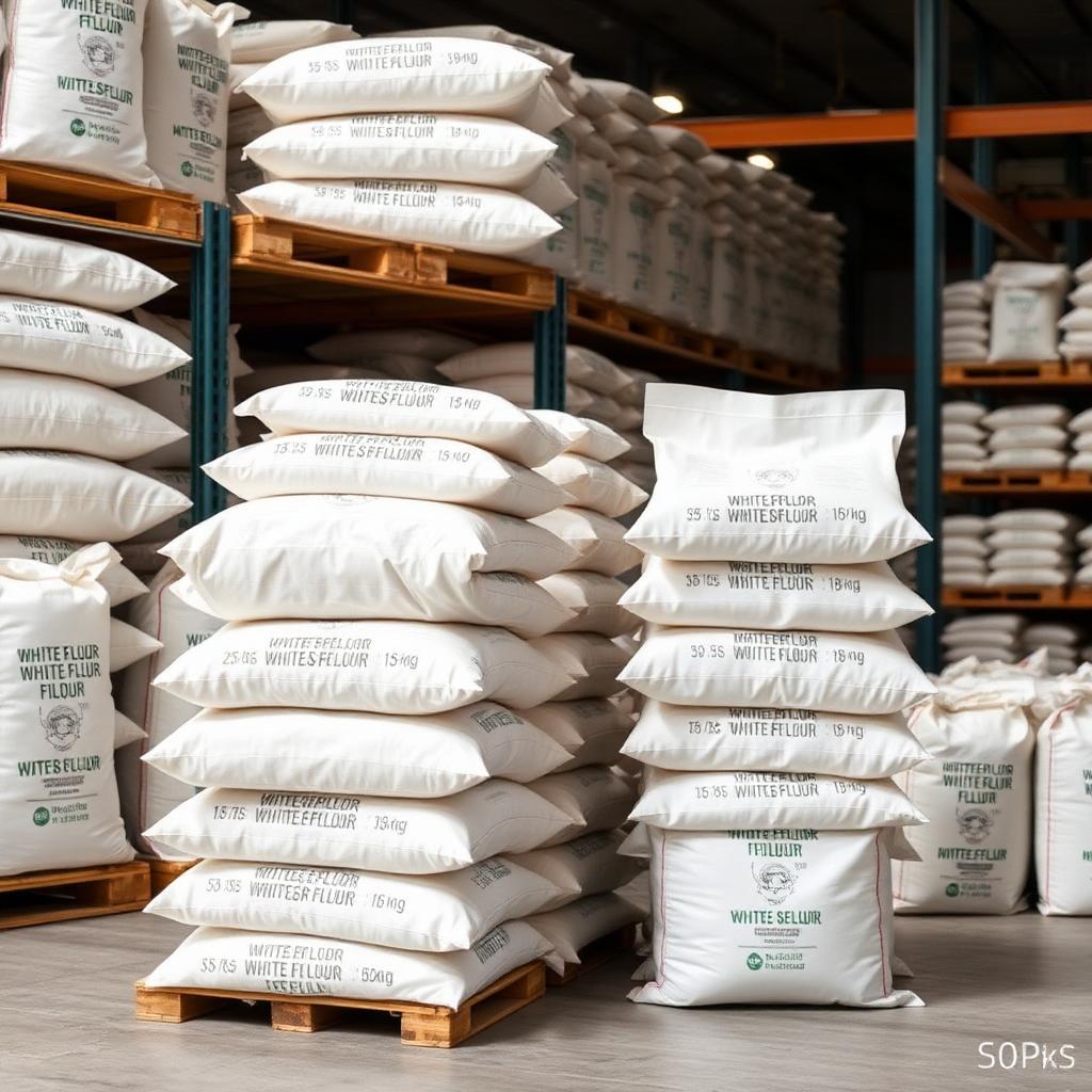 Flour packaging in retail and commercial sizes